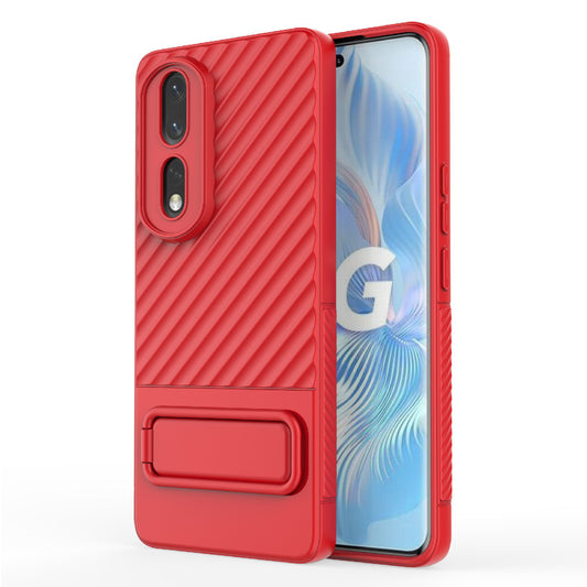 Rugged TPU Phone Case for Honor 80 Pro 5G Anti-Drop Shockproof Kickstand Phone Cover