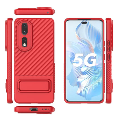 Rugged TPU Phone Case for Honor 80 Pro 5G Anti-Drop Shockproof Kickstand Phone Cover
