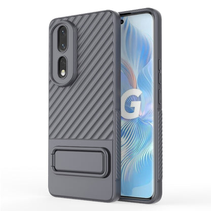 Rugged TPU Phone Case for Honor 80 Pro 5G Anti-Drop Shockproof Kickstand Phone Cover