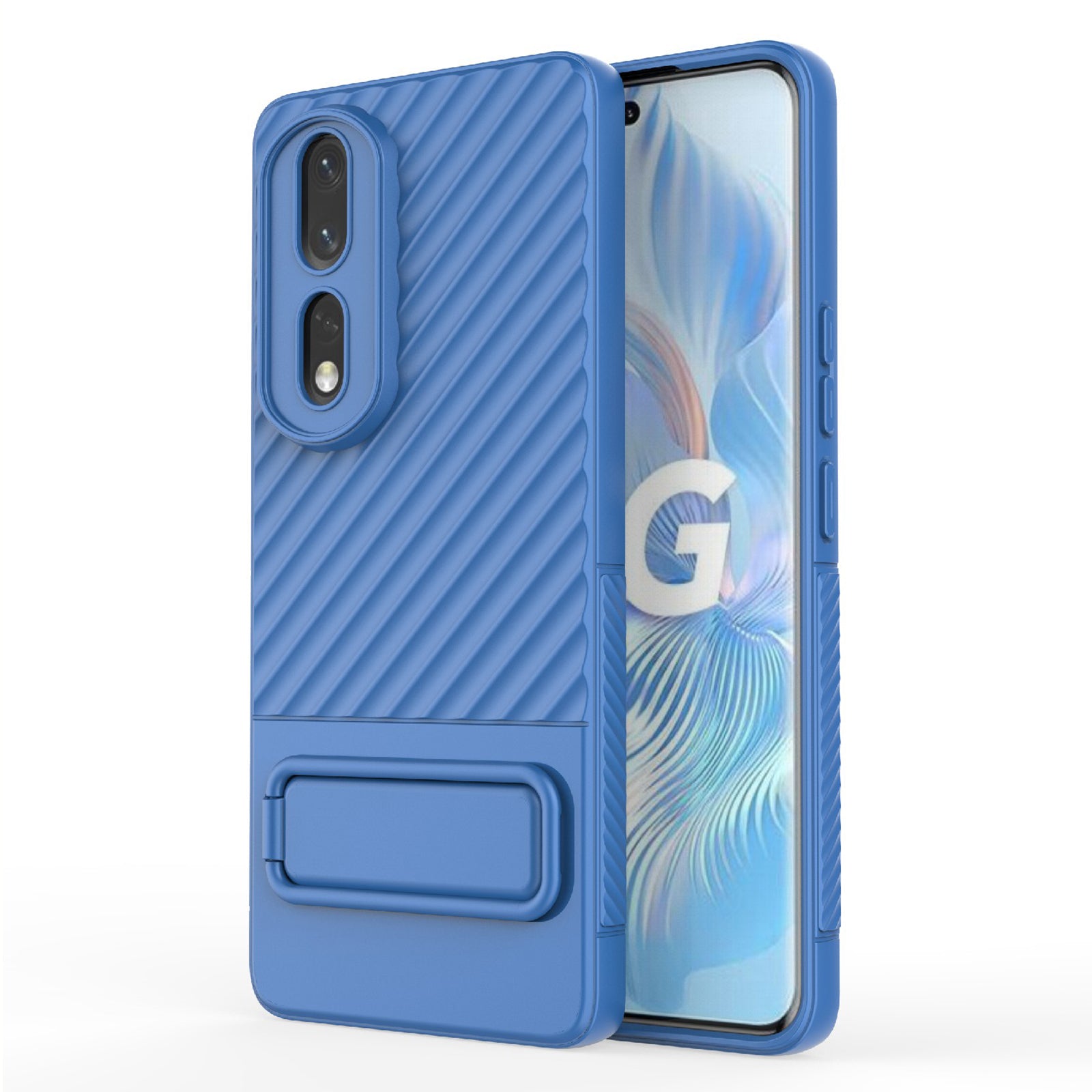 Rugged TPU Phone Case for Honor 80 Pro 5G Anti-Drop Shockproof Kickstand Phone Cover