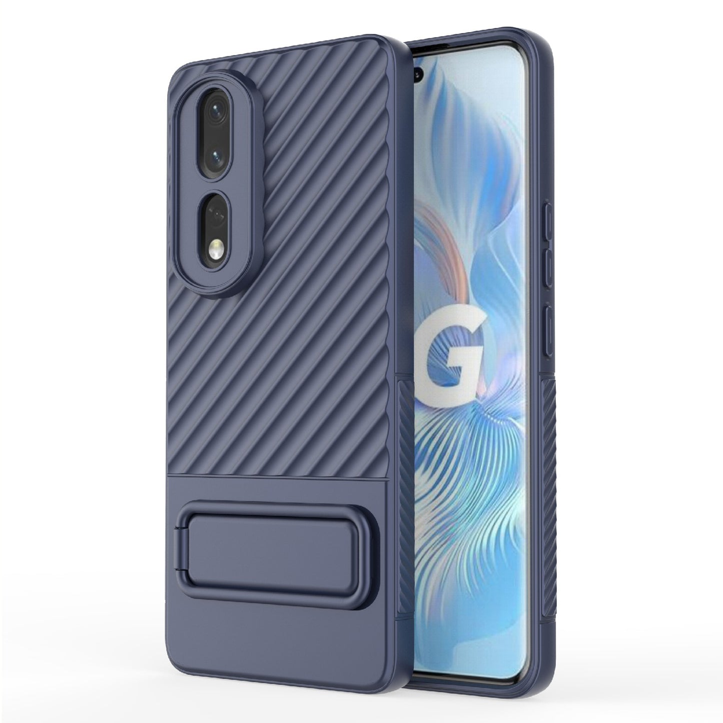 Rugged TPU Phone Case for Honor 80 Pro 5G Anti-Drop Shockproof Kickstand Phone Cover