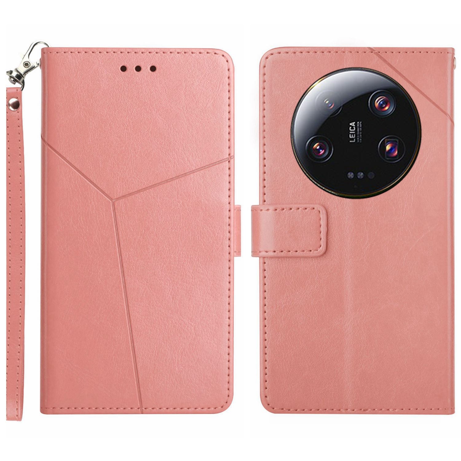 HT01 For Xiaomi 13 Ultra Cell Phone Cover Y-shaped Line Imprinted Stand Wallet PU Leather+TPU Cover