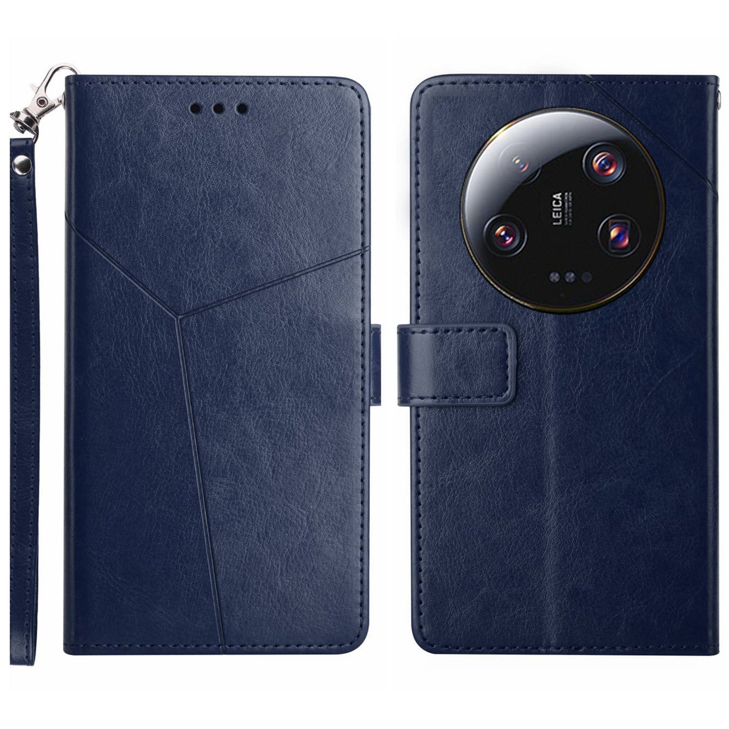 HT01 For Xiaomi 13 Ultra Cell Phone Cover Y-shaped Line Imprinted Stand Wallet PU Leather+TPU Cover