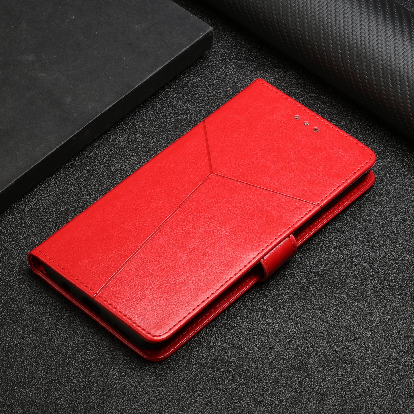 HT01 Cell Phone Cover for Sony Xperia 1 V Y-shaped Line Imprinted Stand Wallet PU Leather+TPU Cover