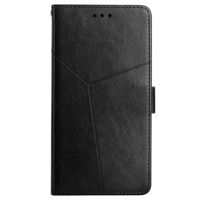 HT01 For Sony Xperia 10 V TPU+PU Leather Phone Case Imprinted Y-shaped Line Flip Stand Wallet Cover