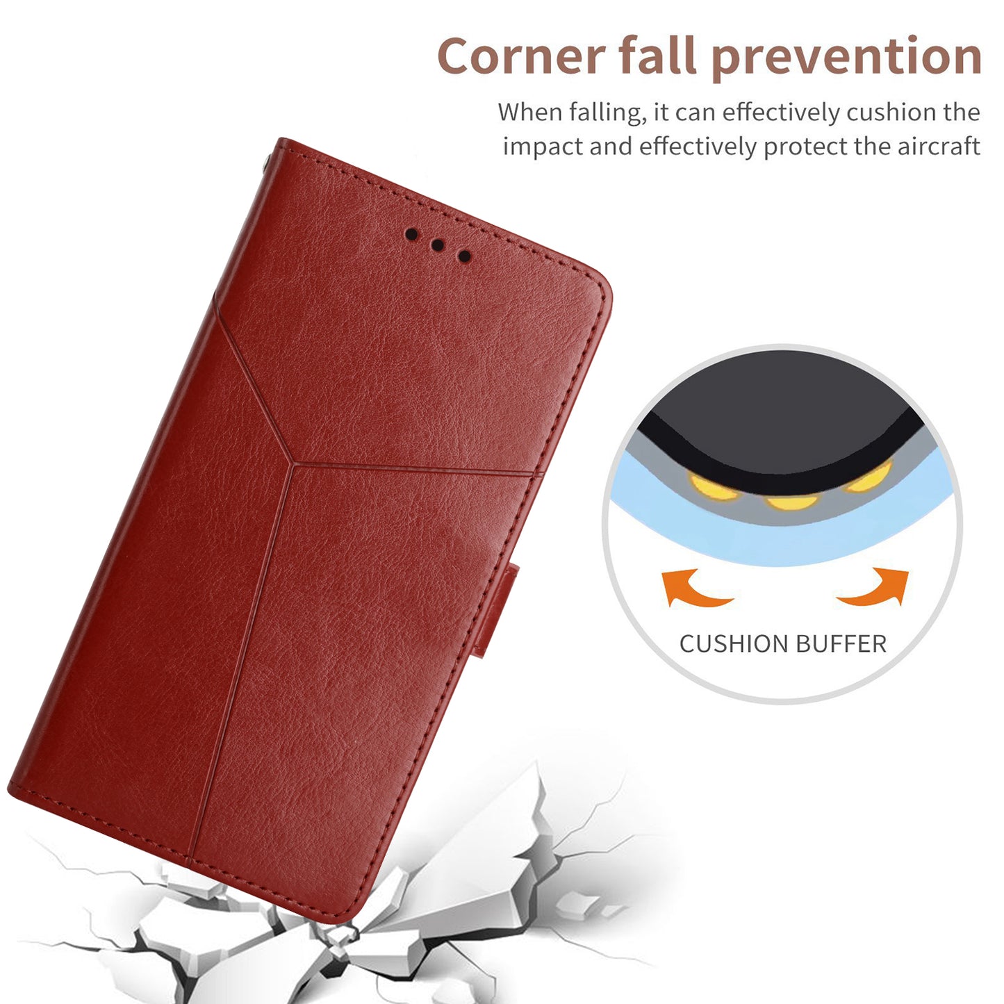 HT01 For Sony Xperia 10 V TPU+PU Leather Phone Case Imprinted Y-shaped Line Flip Stand Wallet Cover