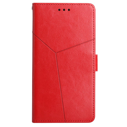 HT01 For Sony Xperia 10 V TPU+PU Leather Phone Case Imprinted Y-shaped Line Flip Stand Wallet Cover