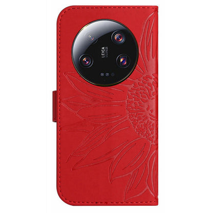 HT04 For Xiaomi 13 Ultra Anti-Dust Sunflower Pattern Wallet Cover PU Leather Stand Phone Case with Hand Strap