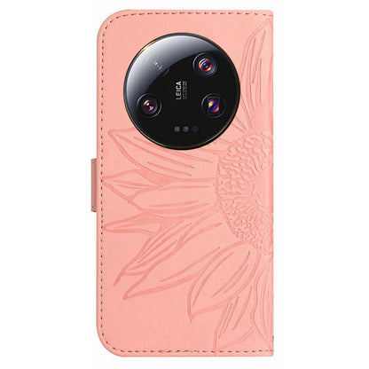 HT04 For Xiaomi 13 Ultra Anti-Dust Sunflower Pattern Wallet Cover PU Leather Stand Phone Case with Hand Strap