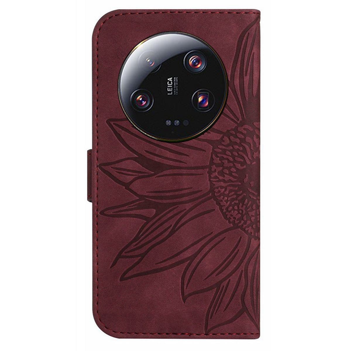 HT04 For Xiaomi 13 Ultra Anti-Dust Sunflower Pattern Wallet Cover PU Leather Stand Phone Case with Hand Strap