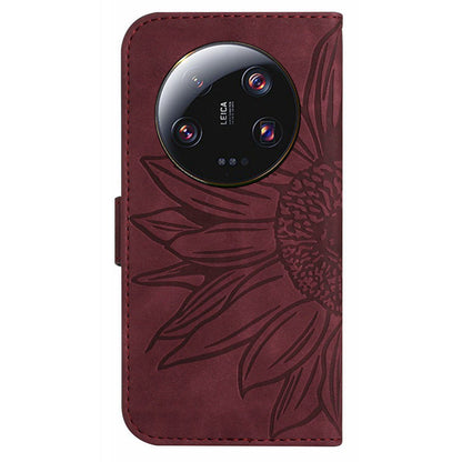 HT04 For Xiaomi 13 Ultra Anti-Dust Sunflower Pattern Wallet Cover PU Leather Stand Phone Case with Hand Strap