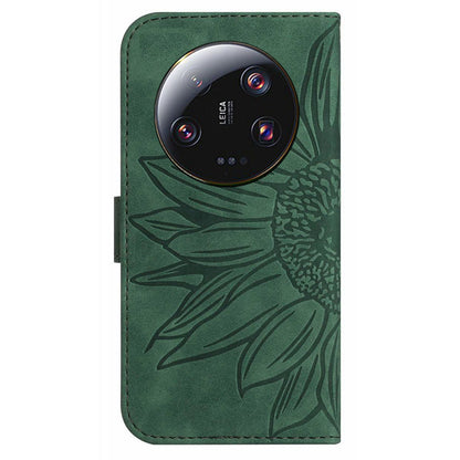 HT04 For Xiaomi 13 Ultra Anti-Dust Sunflower Pattern Wallet Cover PU Leather Stand Phone Case with Hand Strap