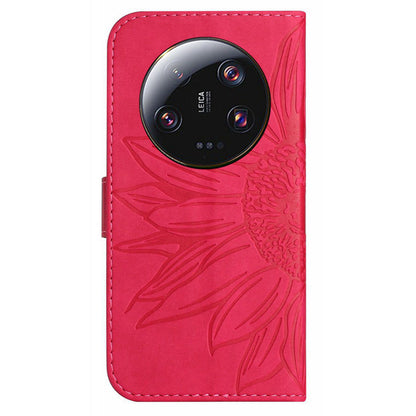 HT04 For Xiaomi 13 Ultra Anti-Dust Sunflower Pattern Wallet Cover PU Leather Stand Phone Case with Hand Strap