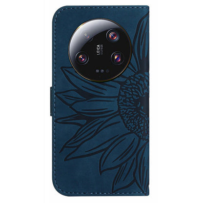 HT04 For Xiaomi 13 Ultra Anti-Dust Sunflower Pattern Wallet Cover PU Leather Stand Phone Case with Hand Strap