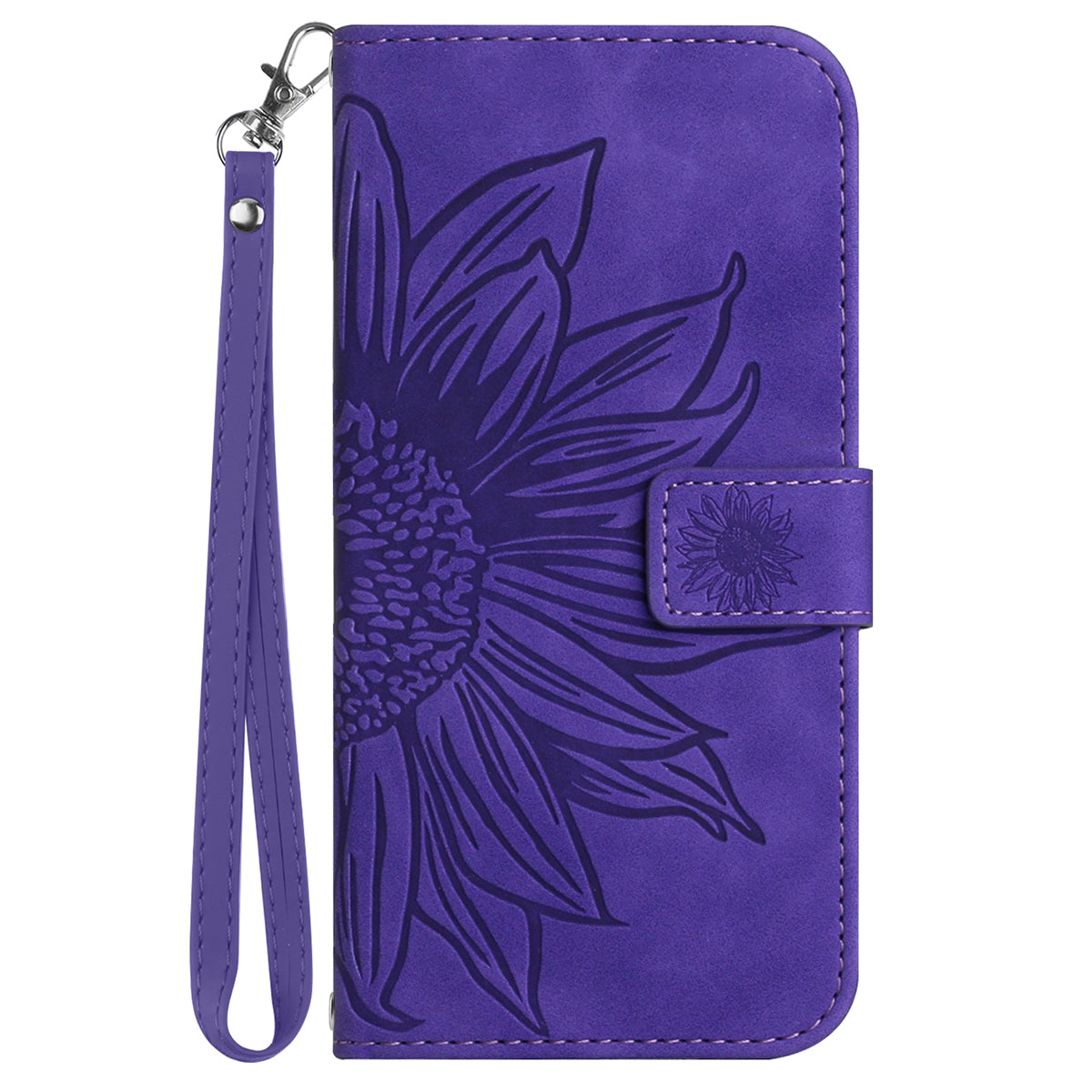HT04 For Xiaomi 13 Ultra Anti-Dust Sunflower Pattern Wallet Cover PU Leather Stand Phone Case with Hand Strap