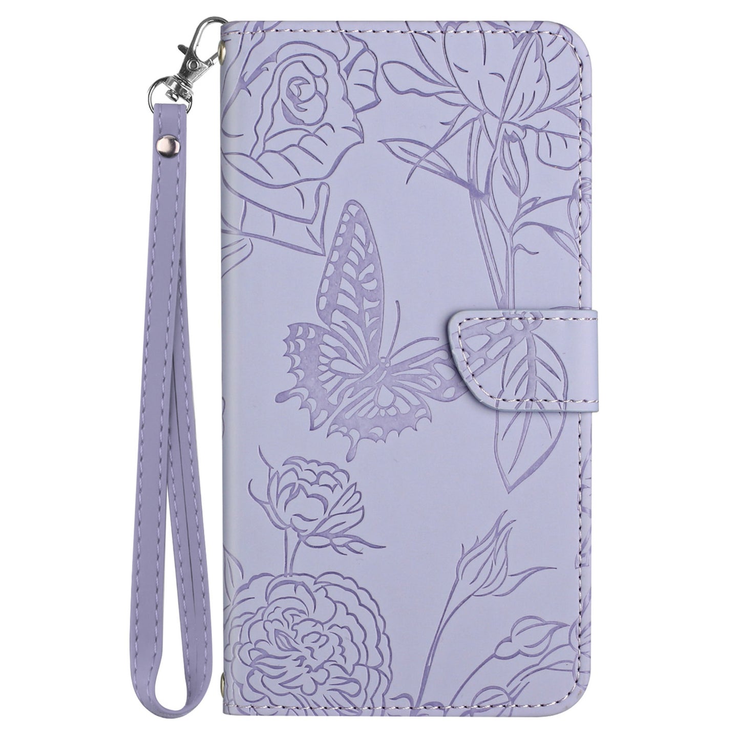 HT03 Phone Case for Xiaomi 13 Ultra PU Leather Stand Wallet Butterfly Flowers Imprinted Flip Cover with Strap