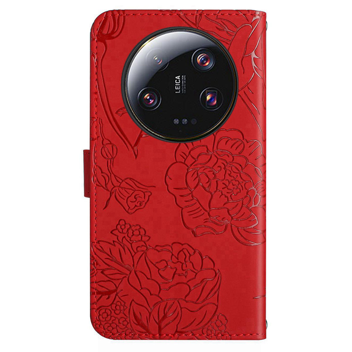 HT03 Phone Case for Xiaomi 13 Ultra PU Leather Stand Wallet Butterfly Flowers Imprinted Flip Cover with Strap