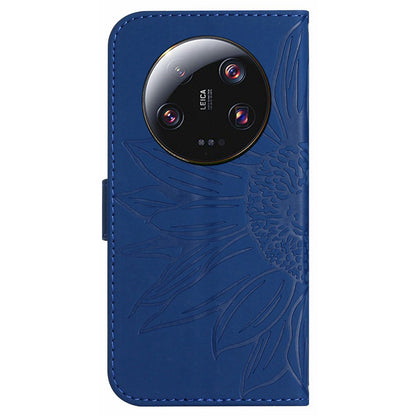 HT04 For Xiaomi 13 Ultra Stand Phone Case Wallet Sunflower Pattern Skin-touch Leather Cover with Shoulder Strap