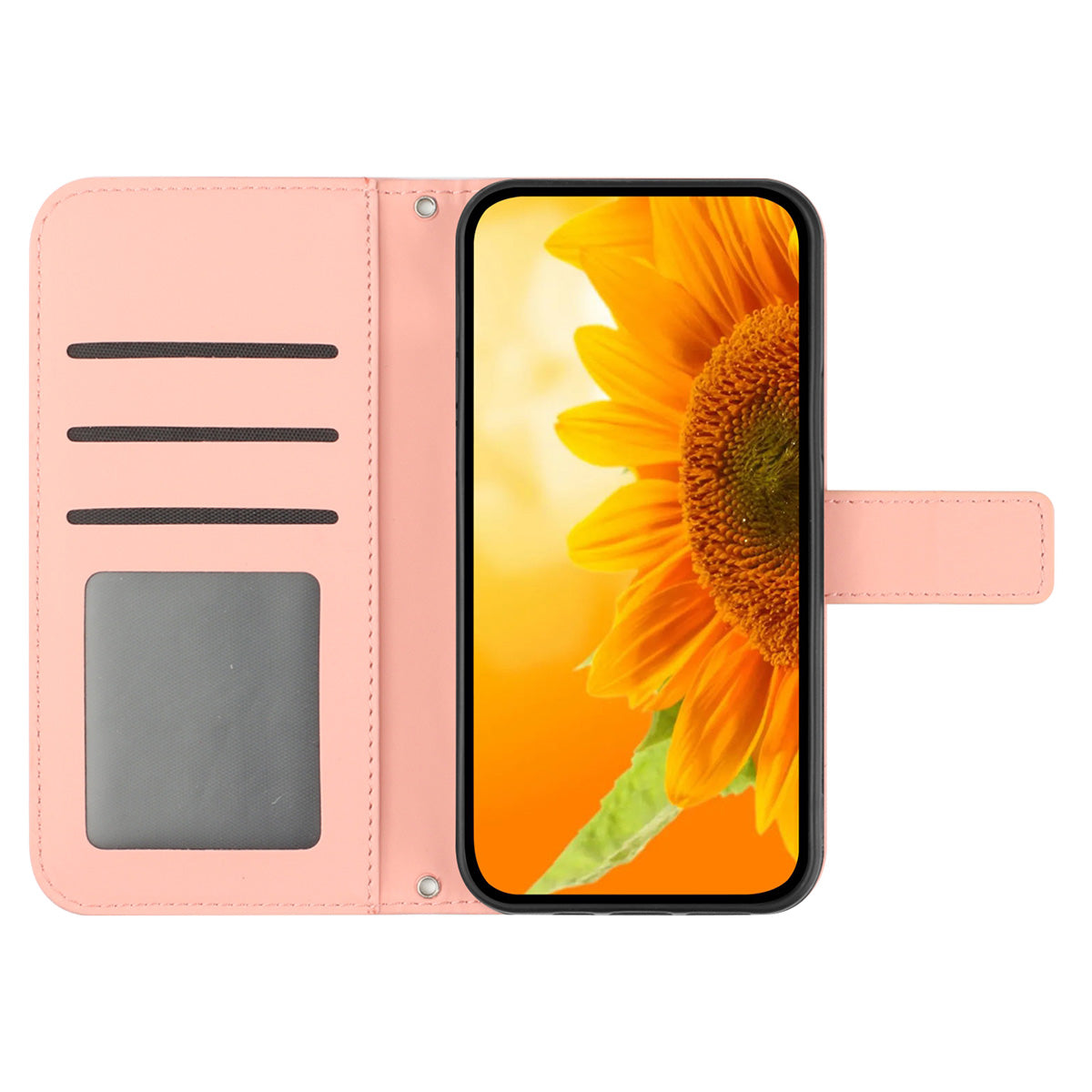 HT04 For Xiaomi 13 Ultra Stand Phone Case Wallet Sunflower Pattern Skin-touch Leather Cover with Shoulder Strap