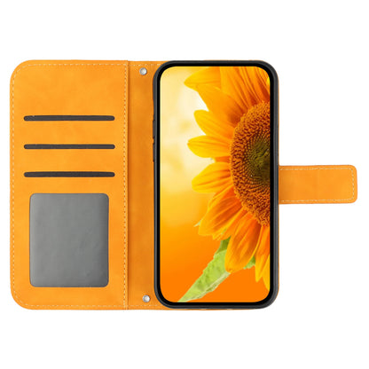 HT04 For Xiaomi 13 Ultra Stand Phone Case Wallet Sunflower Pattern Skin-touch Leather Cover with Shoulder Strap