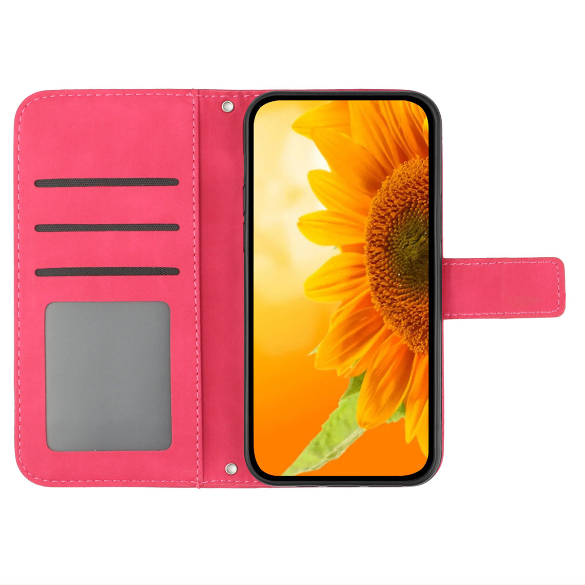 HT04 For Xiaomi 13 Ultra Stand Phone Case Wallet Sunflower Pattern Skin-touch Leather Cover with Shoulder Strap