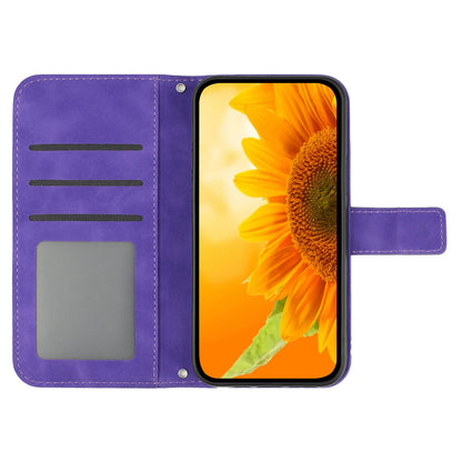 HT04 For Xiaomi 13 Ultra Stand Phone Case Wallet Sunflower Pattern Skin-touch Leather Cover with Shoulder Strap