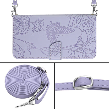 HT03 Phone Case for Xiaomi 13 Ultra PU Leather Butterfly Flowers Imprinted Stand Wallet Cover with Shoulder Strap