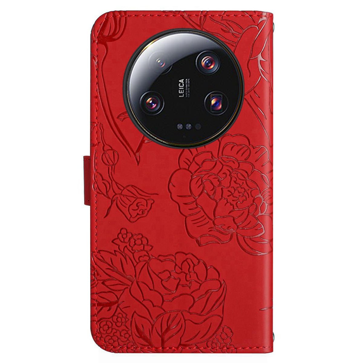 HT03 Phone Case for Xiaomi 13 Ultra PU Leather Butterfly Flowers Imprinted Stand Wallet Cover with Shoulder Strap