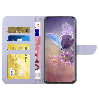 HT03 PU Leather Flip Phone Case for Sony Xperia 10 V Stand Wallet Butterfly Flowers Imprinted Cover with Strap