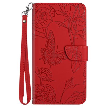 HT03 PU Leather Flip Phone Case for Sony Xperia 10 V Stand Wallet Butterfly Flowers Imprinted Cover with Strap