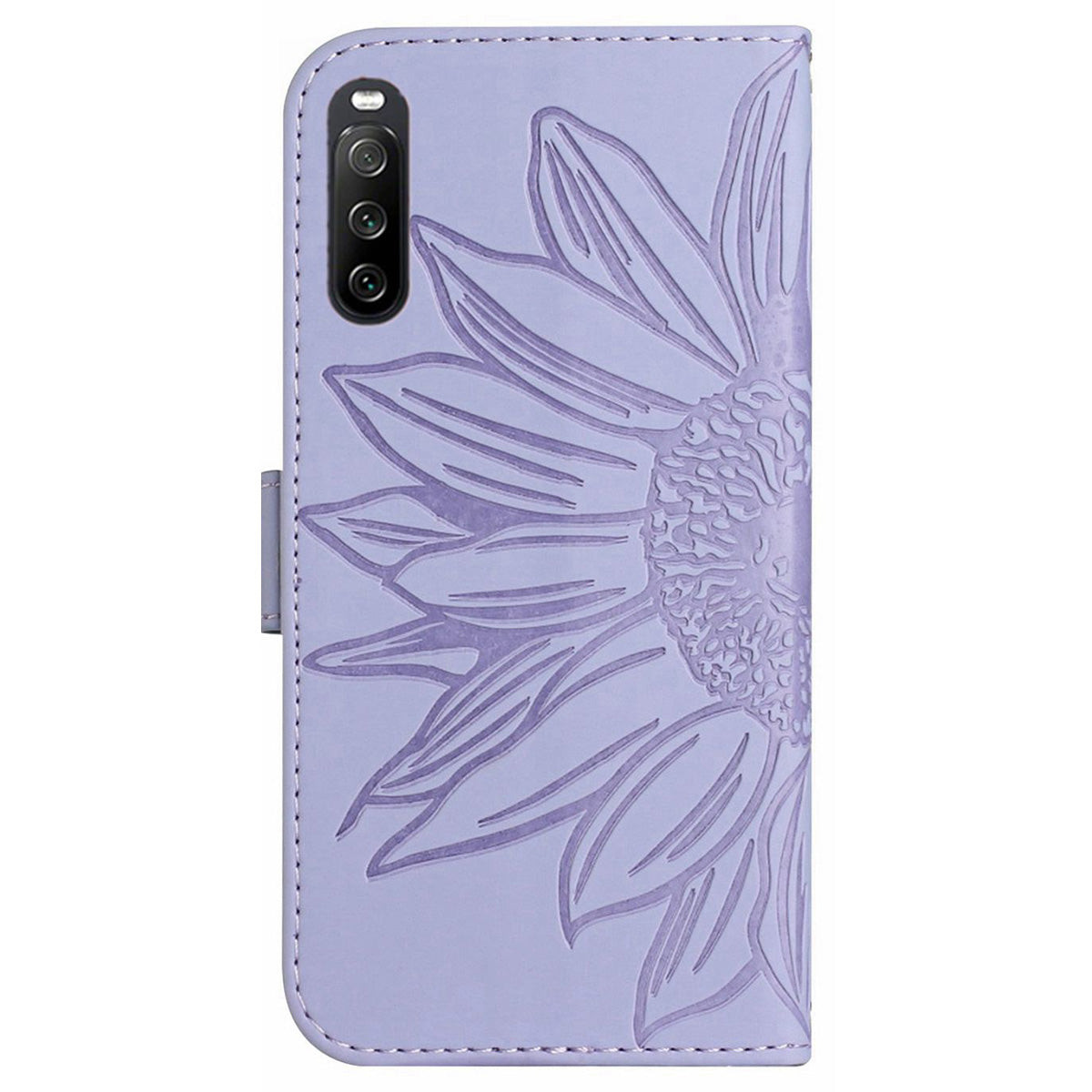 HT04 PU Leather Case for Sony Xperia 10 V , Sunflower Pattern Wallet Stand Phone Cover with Shoulder Strap