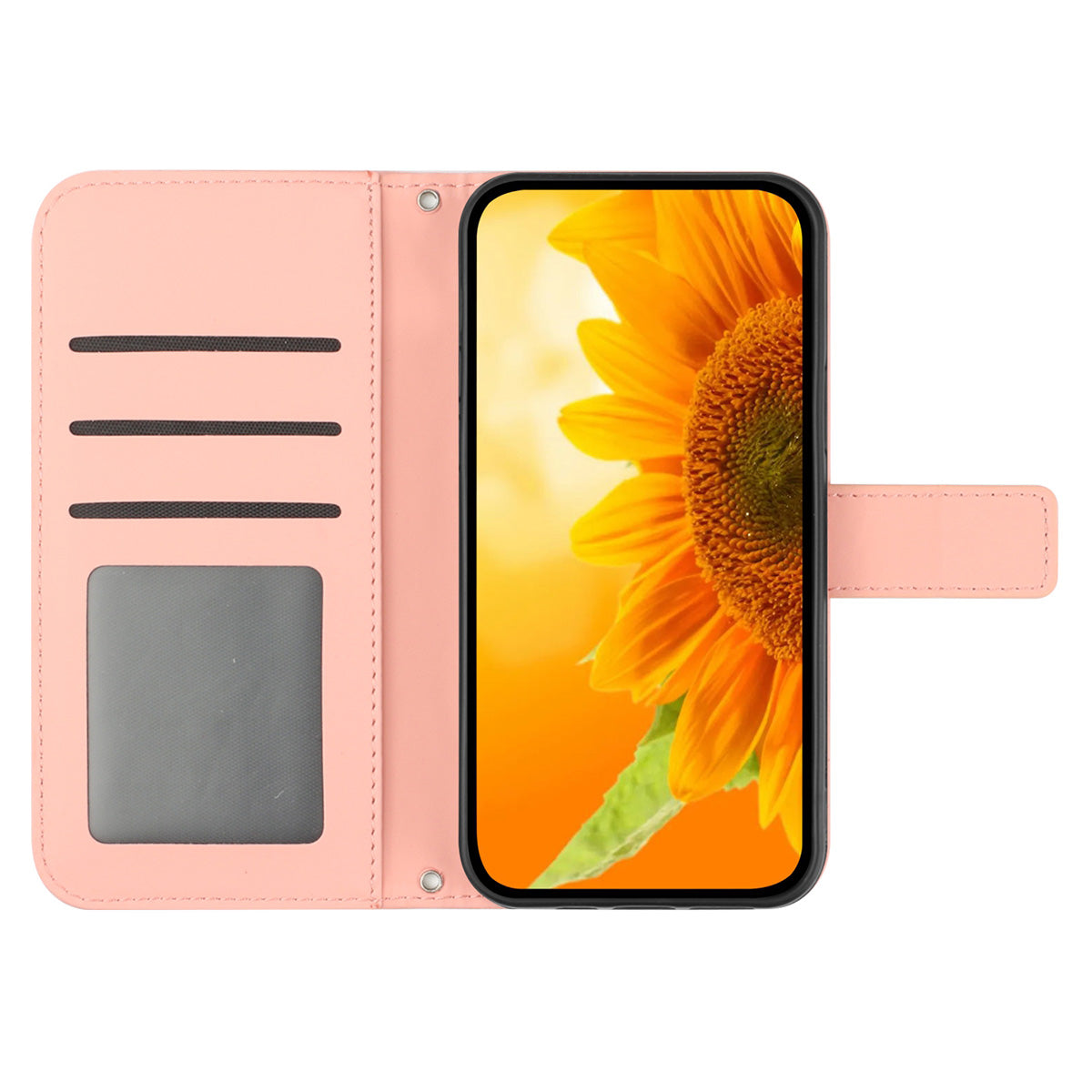 HT04 PU Leather Case for Sony Xperia 10 V , Sunflower Pattern Wallet Stand Phone Cover with Shoulder Strap