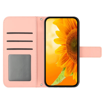 HT04 PU Leather Case for Sony Xperia 10 V , Sunflower Pattern Wallet Stand Phone Cover with Shoulder Strap