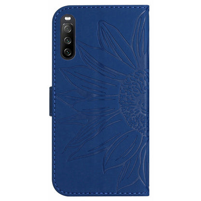 HT04 PU Leather Case for Sony Xperia 10 V , Sunflower Pattern Wallet Stand Phone Cover with Shoulder Strap