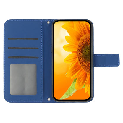 HT04 PU Leather Case for Sony Xperia 10 V , Sunflower Pattern Wallet Stand Phone Cover with Shoulder Strap