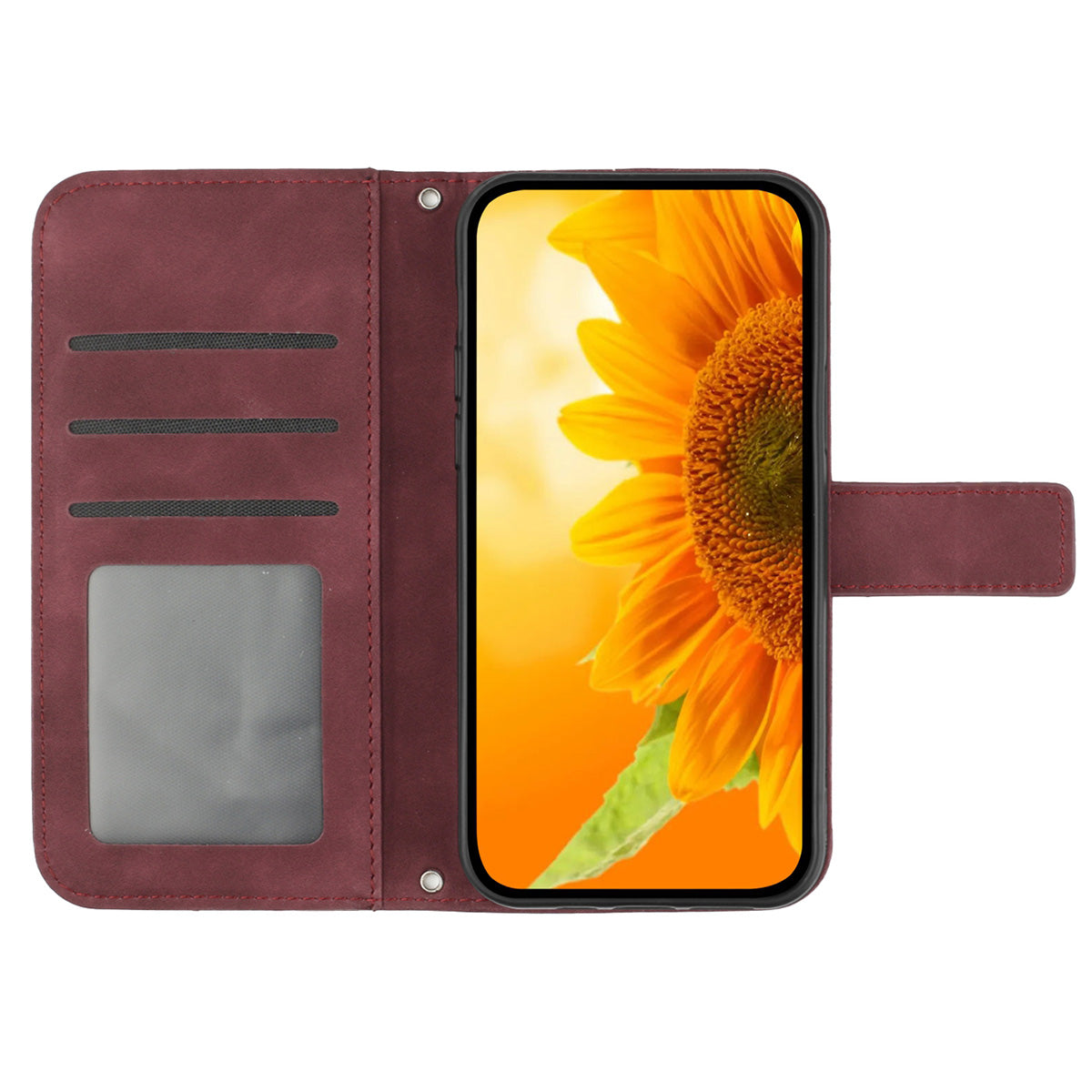 HT04 PU Leather Case for Sony Xperia 10 V , Sunflower Pattern Wallet Stand Phone Cover with Shoulder Strap