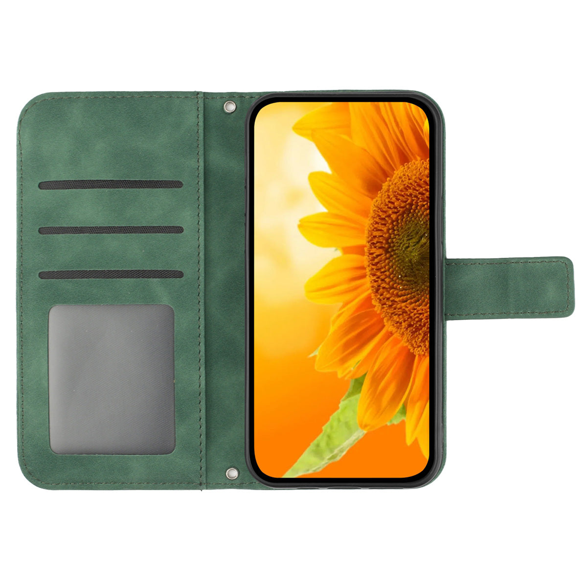 HT04 PU Leather Case for Sony Xperia 10 V , Sunflower Pattern Wallet Stand Phone Cover with Shoulder Strap