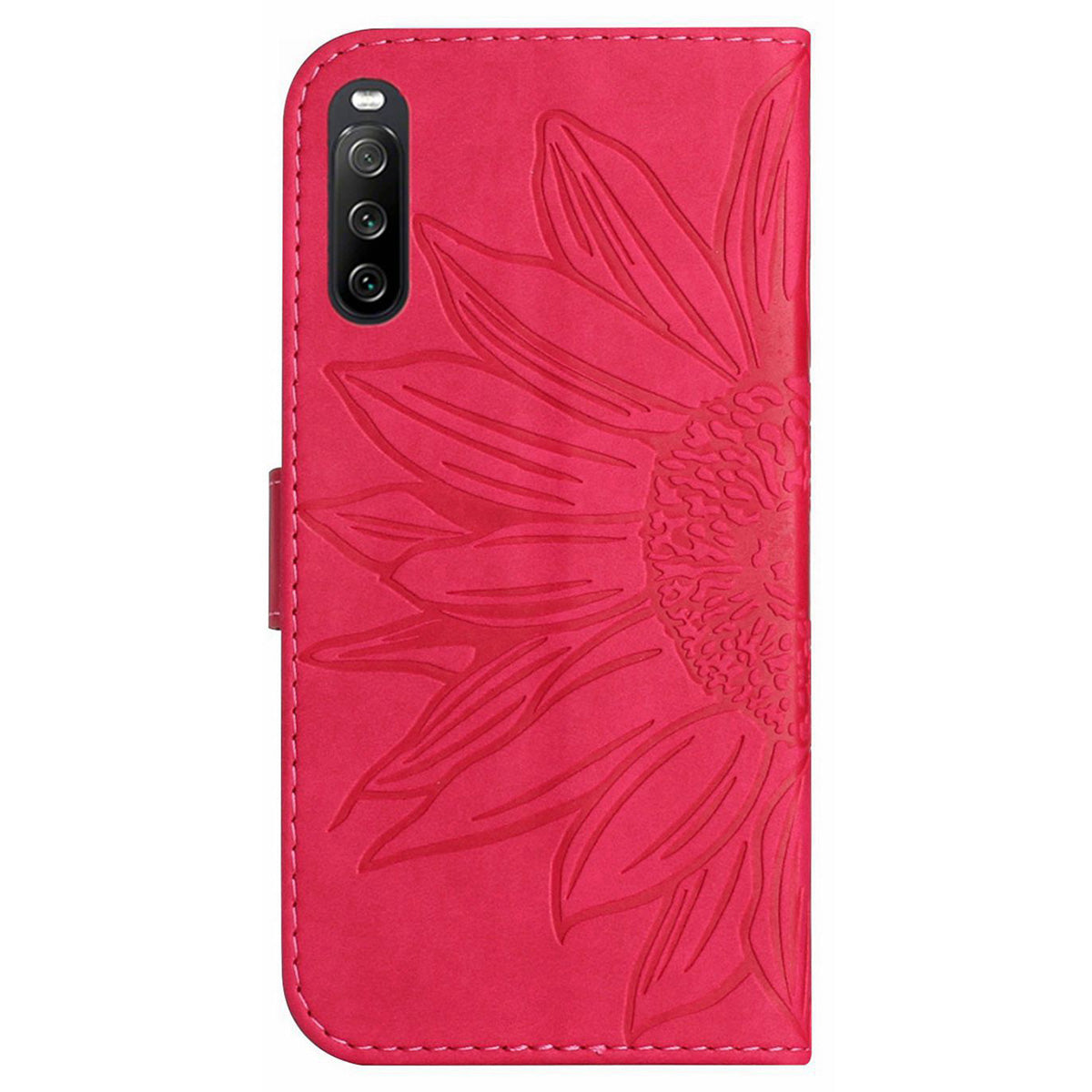 HT04 PU Leather Case for Sony Xperia 10 V , Sunflower Pattern Wallet Stand Phone Cover with Shoulder Strap