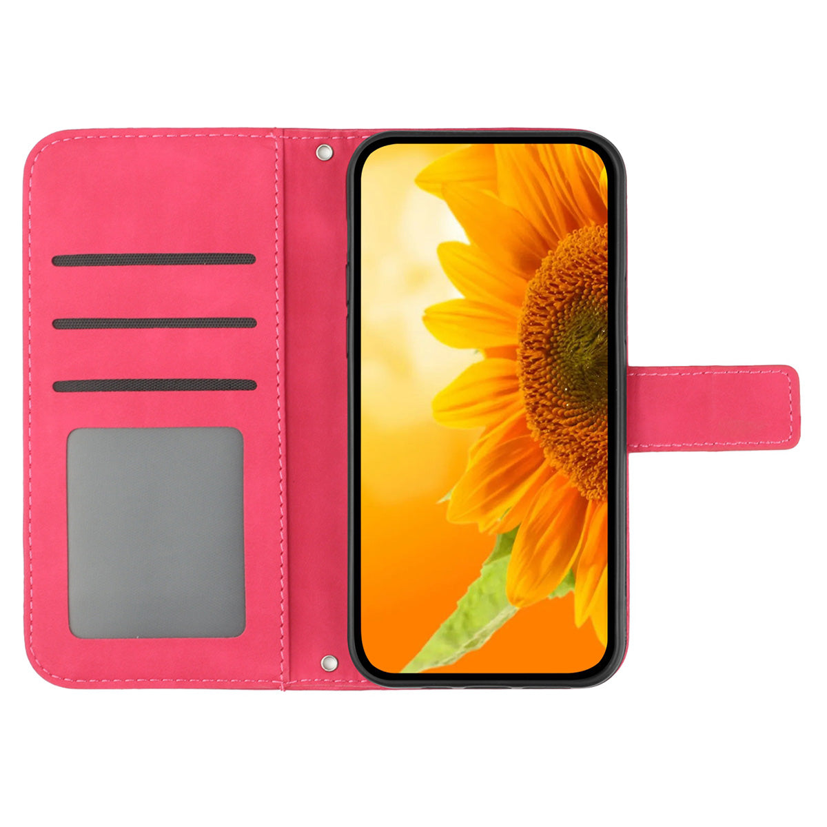 HT04 PU Leather Case for Sony Xperia 10 V , Sunflower Pattern Wallet Stand Phone Cover with Shoulder Strap