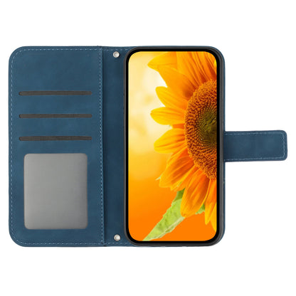 HT04 PU Leather Case for Sony Xperia 10 V , Sunflower Pattern Wallet Stand Phone Cover with Shoulder Strap
