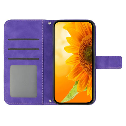 HT04 PU Leather Case for Sony Xperia 10 V , Sunflower Pattern Wallet Stand Phone Cover with Shoulder Strap