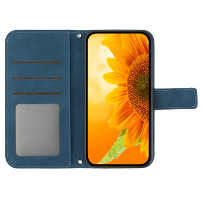 HT04 For Sony Xperia 10 V Sunflower Imprinted Phone Cover Leather Stand Wallet Case with Hand Strap