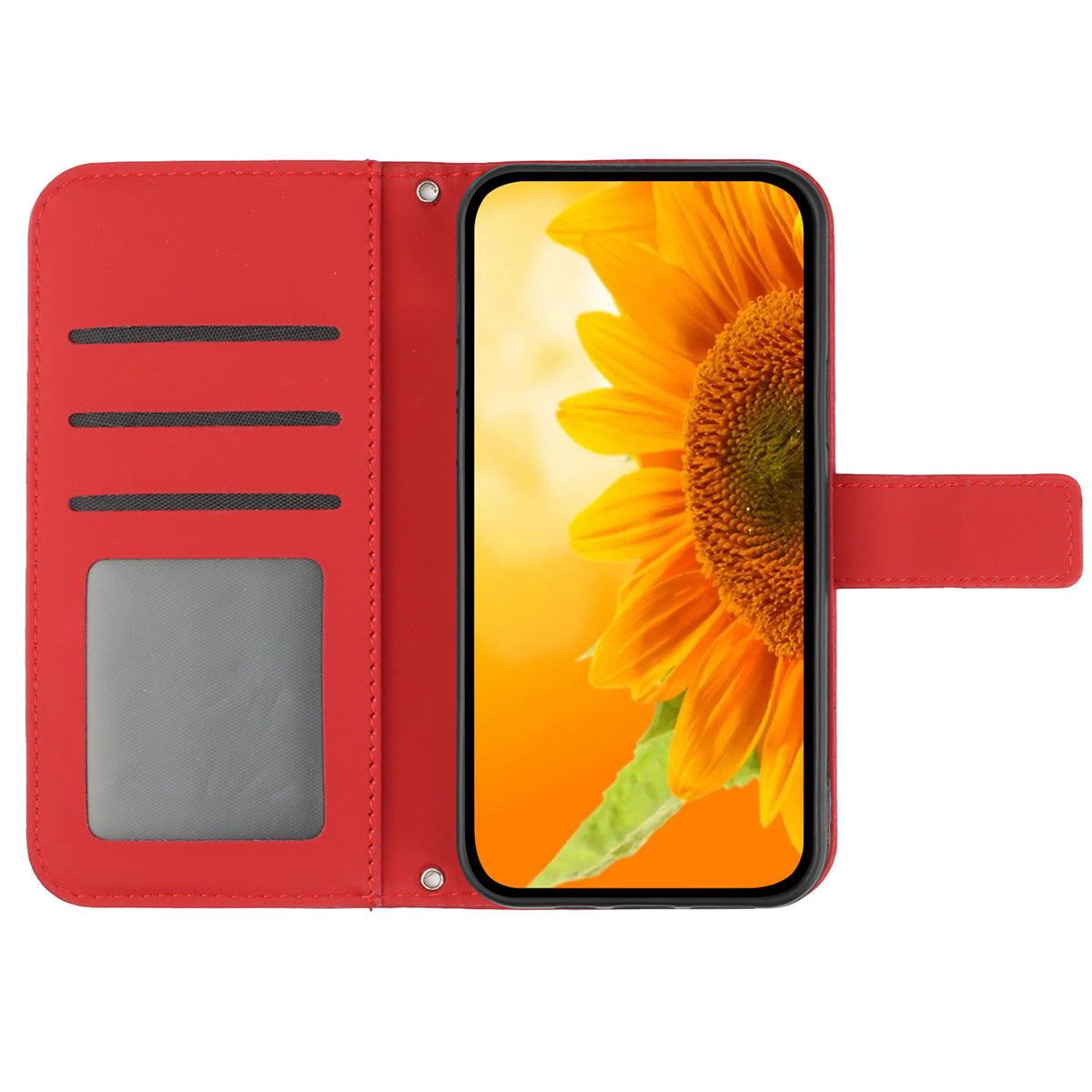 HT04 For Sony Xperia 10 V Sunflower Imprinted Phone Cover Leather Stand Wallet Case with Hand Strap