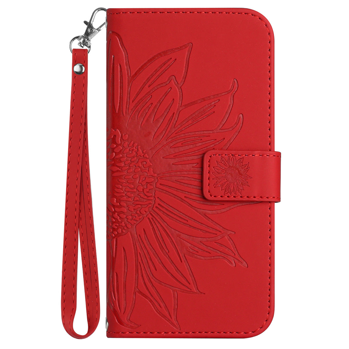HT04 For Sony Xperia 10 V Sunflower Imprinted Phone Cover Leather Stand Wallet Case with Hand Strap