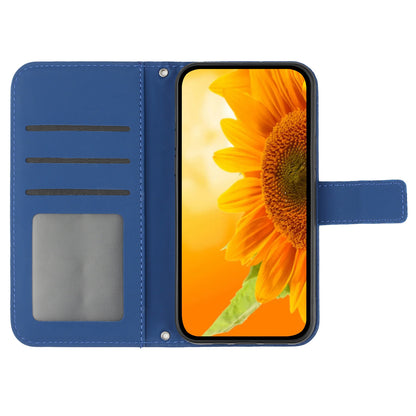 HT04 For Sony Xperia 10 V Sunflower Imprinted Phone Cover Leather Stand Wallet Case with Hand Strap