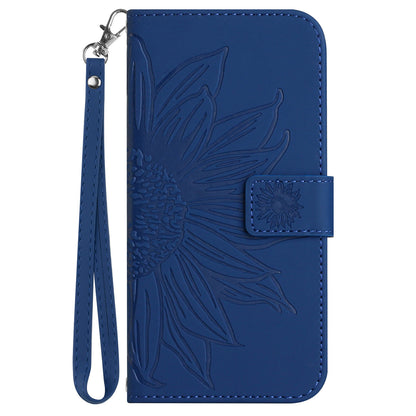 HT04 For Sony Xperia 10 V Sunflower Imprinted Phone Cover Leather Stand Wallet Case with Hand Strap