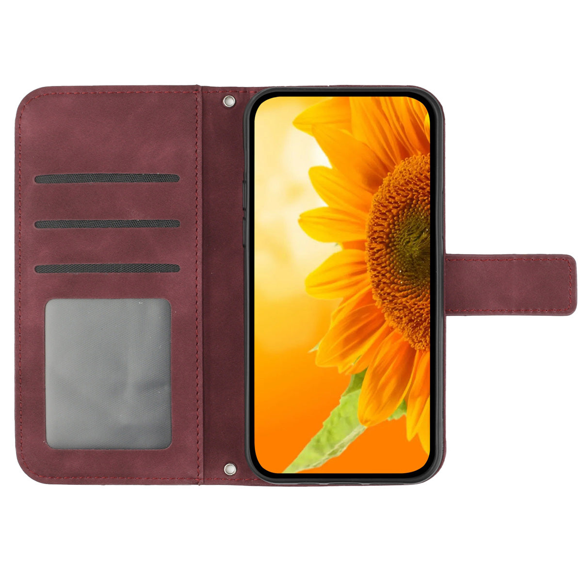 HT04 For Sony Xperia 10 V Sunflower Imprinted Phone Cover Leather Stand Wallet Case with Hand Strap