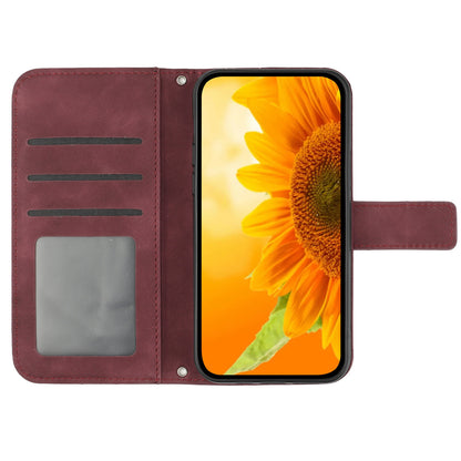 HT04 For Sony Xperia 10 V Sunflower Imprinted Phone Cover Leather Stand Wallet Case with Hand Strap