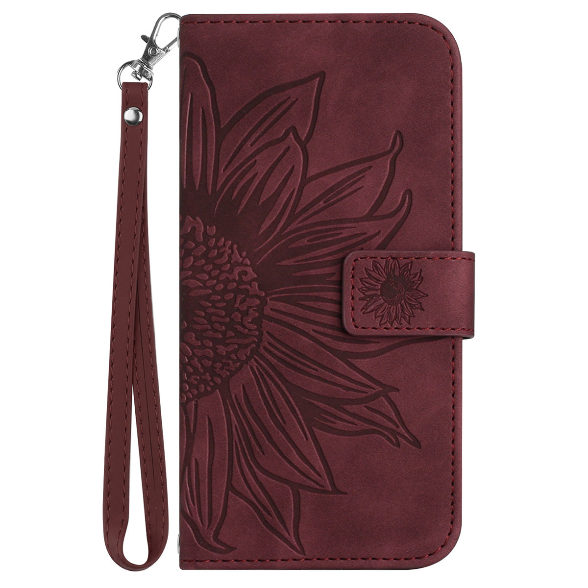 HT04 For Sony Xperia 10 V Sunflower Imprinted Phone Cover Leather Stand Wallet Case with Hand Strap