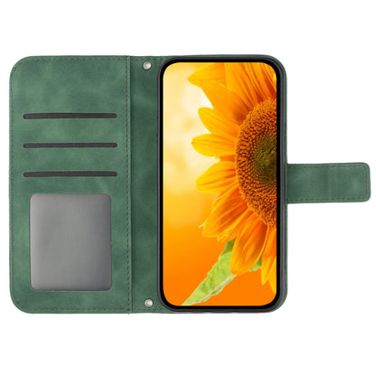 HT04 For Sony Xperia 10 V Sunflower Imprinted Phone Cover Leather Stand Wallet Case with Hand Strap